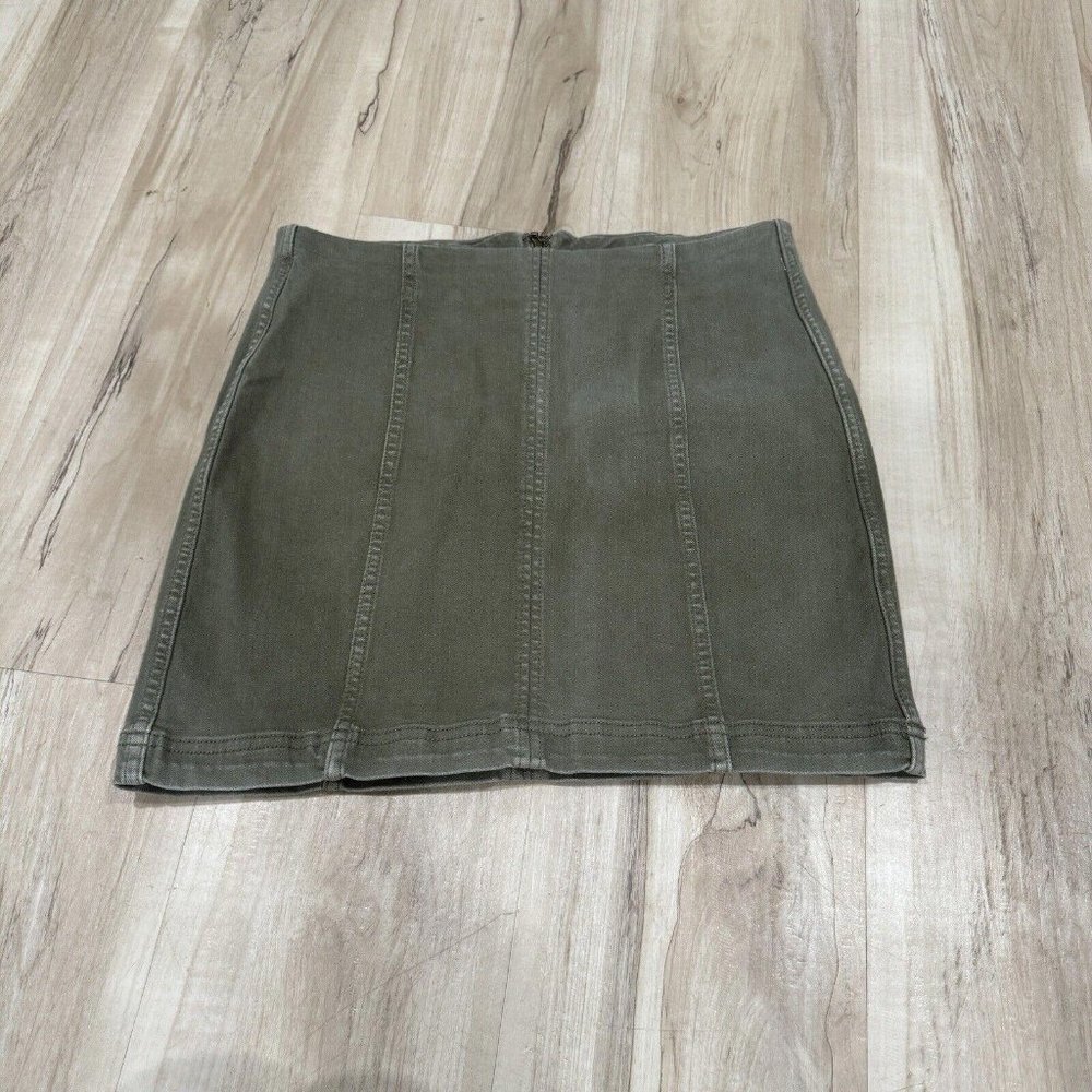 FREE PEOPLE 6 Modern Femme Army Green‎ Denim Skirt Utility Gorpcore